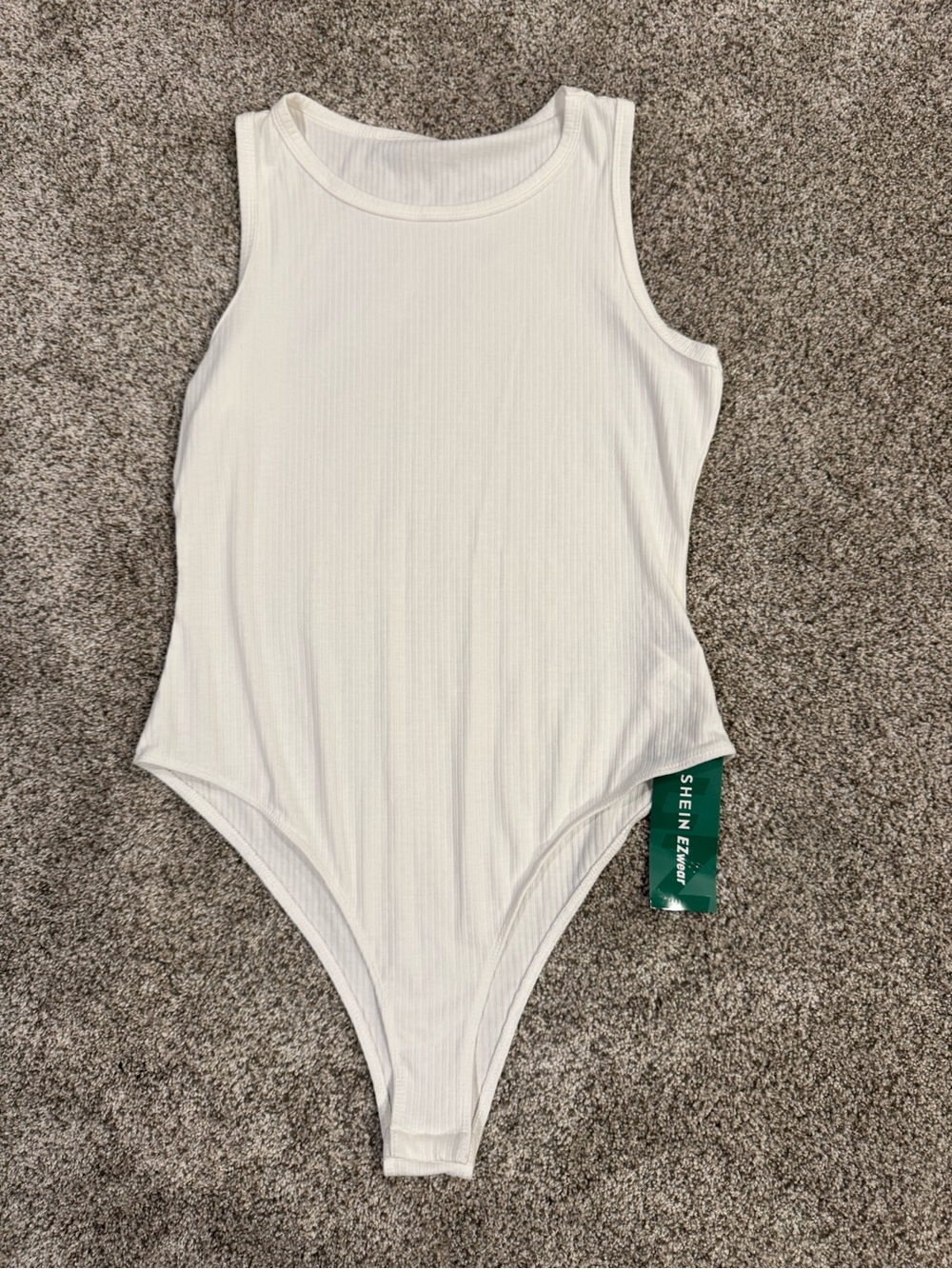 White Ribbed Tank Bodysuit